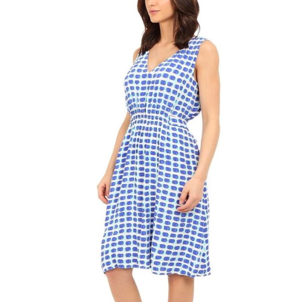 kate spade ♠️ NEW YORK - Blue Abstract Stamp Print Knee Length Dress - XL